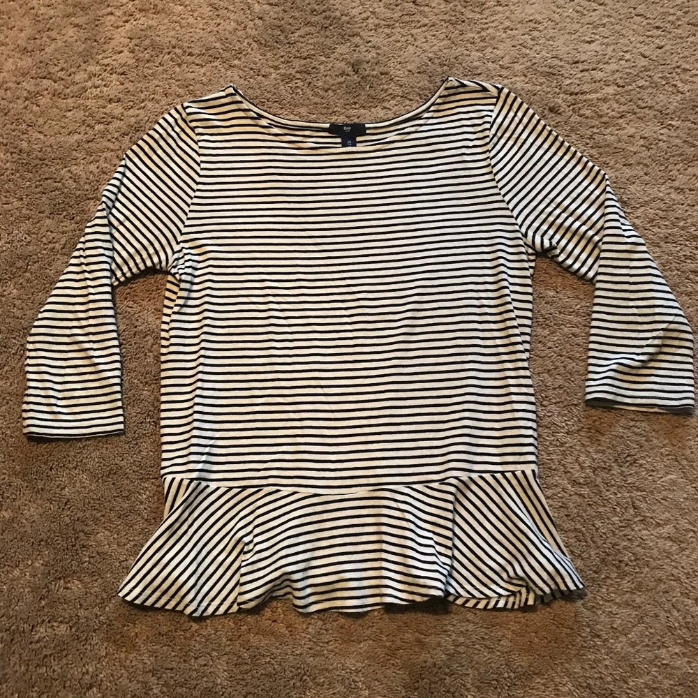 Gap Peplum Black and White Top